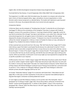 English 1301, Fall 2013 (Huntington) Comparative Analysis Essay