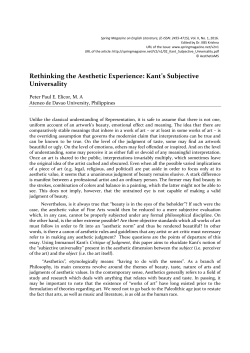 Kant`s Subjective Universality - Spring Magazine on English Literature