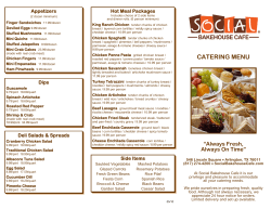 Catering Menu - Social Bakehouse Cafe