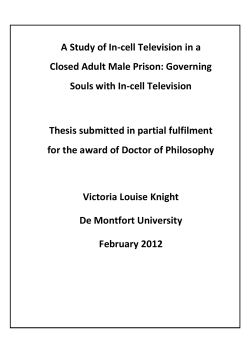 A Study of In-cell Television in a Closed Adult Male Prison