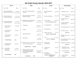 4th Grade Pacing Calendar 2016-2017