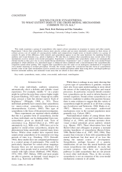 COGNITION SOUND-COLOUR SYNAESTHESIA: TO WHAT