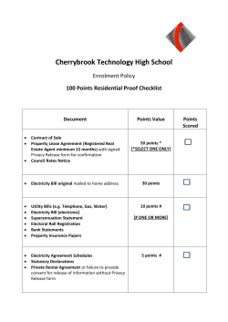 100 Points Checklist - Cherrybrook Technology High School
