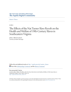 The Effects of the Nat Turner Slave Revolt on the Health and Welfare