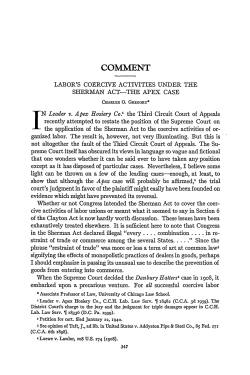 Labor`s Coercive Activities under the Sherman Act: The Apex Case