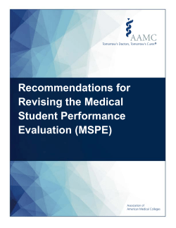 Recommendations for Revising the Medical Student