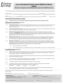 Loss of Enrollment Priority and/or BOGW Fee Waiver