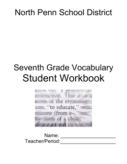 Seventh Grade Vocabulary Student Workbook