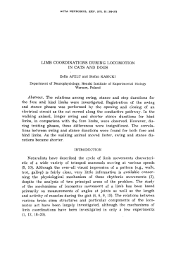 LIMB COORDINATIONS DURING LOCOMOTION IN CATS AND