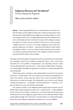 Indigenous Discourse and &ldquo;the Material&rdquo; A Post