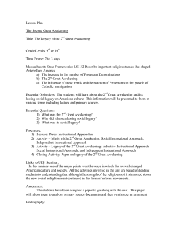 Lesson Plan The Second Great Awakening
