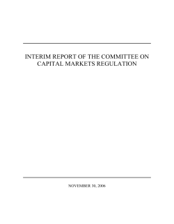 INTERIM REPORT OF THE COMMITTEE ON CAPITAL MARKETS