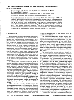 Thin film microcalorimeter for heat capacity measurements from 1.5