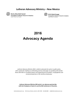 2016 Advocacy Agenda - Lutheran Advocacy Ministry