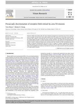 Presaccadic discrimination of receptive field stimuli by area V4
