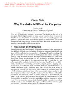 Doug Arnold, "Why translation is difficult for Computers"