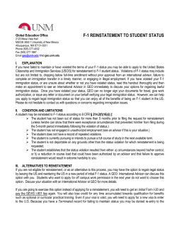 f-1 reinstatement to student status - Global Education Office