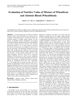 Evaluation of Nutritive Value of Mixture of Wheatbran and Abattoir