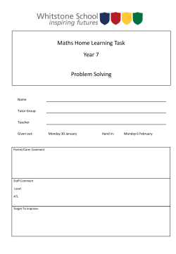 Maths Home Learning Task Year 7 Problem Solving