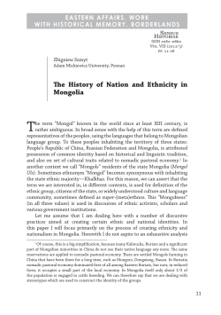 Th e History of Nation and Ethnicity in Mongolia