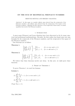 ON THE SUM OF RECIPROCAL FIBONACCI NUMBERS 1