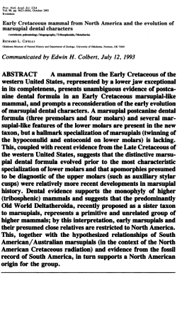 Early Cretaceous mammal from North America and the