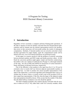 A Program for Testing IEEE Decimal&ndash;Binary Conversion 1 Introduction