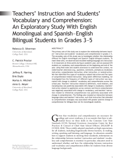 Teachers` Instruction and Students` Vocabulary and Comprehension
