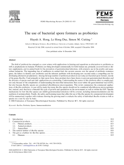 The use of bacterial spore formers as probiotics