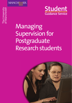Managing Supervision for Postgraduate Research students