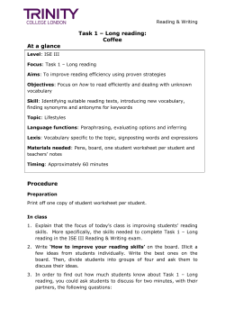 Task 1 &ndash; Long reading - Trinity College London