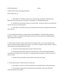 OCN 120 Spring 2011 Name: Problem Set #2, Power and energy