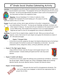 8th Grade Social Studies Culminating Activity