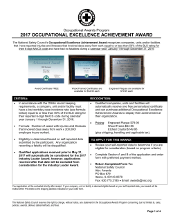 2017 occupational excellence achievement award