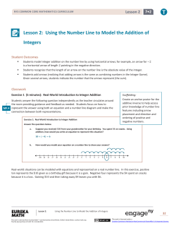Lesson 2: Using the Number Line to Model the Addition of Integers