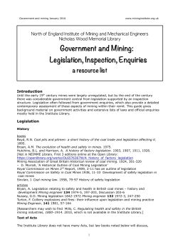 Government and Mining: Legislation, Inspection