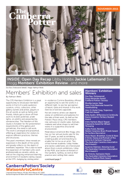 November 2015 newsletter - Canberra Potters` Society