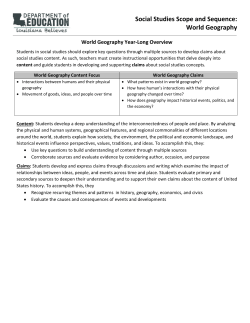 Social Studies Scope and Sequence: World Geography