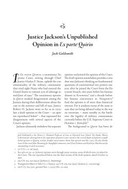 Justice Jackson`s Unpublished Opinion in Ex parte Quirin