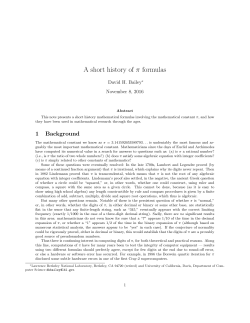A short history of &pi; formulas