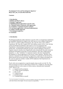 Psychological Verbs and Psychological Adjectives* Bo