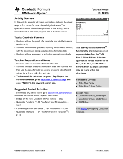 Quadratic Formula - TI Education