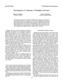 Development of a Measure of Workplace Deviance