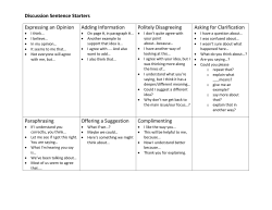 Discussion Sentence Starters Expressing an Opinion Adding