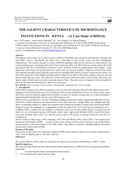 THE SALIENT CHARACTERISTICS OF MICROFINANCE
