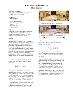 PHYS222 Experiment 27 Thin Lenses