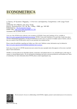 A Theory of Dynamic Oligopoly, I: Overview and Quantity