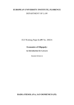 Economics of Oligopoly - European University Institute