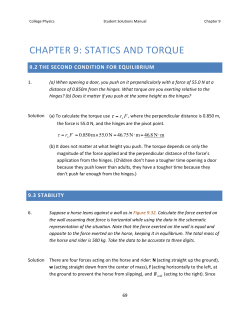 CHAPTER 9: STATICS AND TORQUE