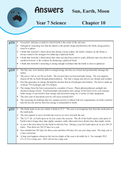 Answers Sun, Earth, Moon Year 7 Science Chapter 10